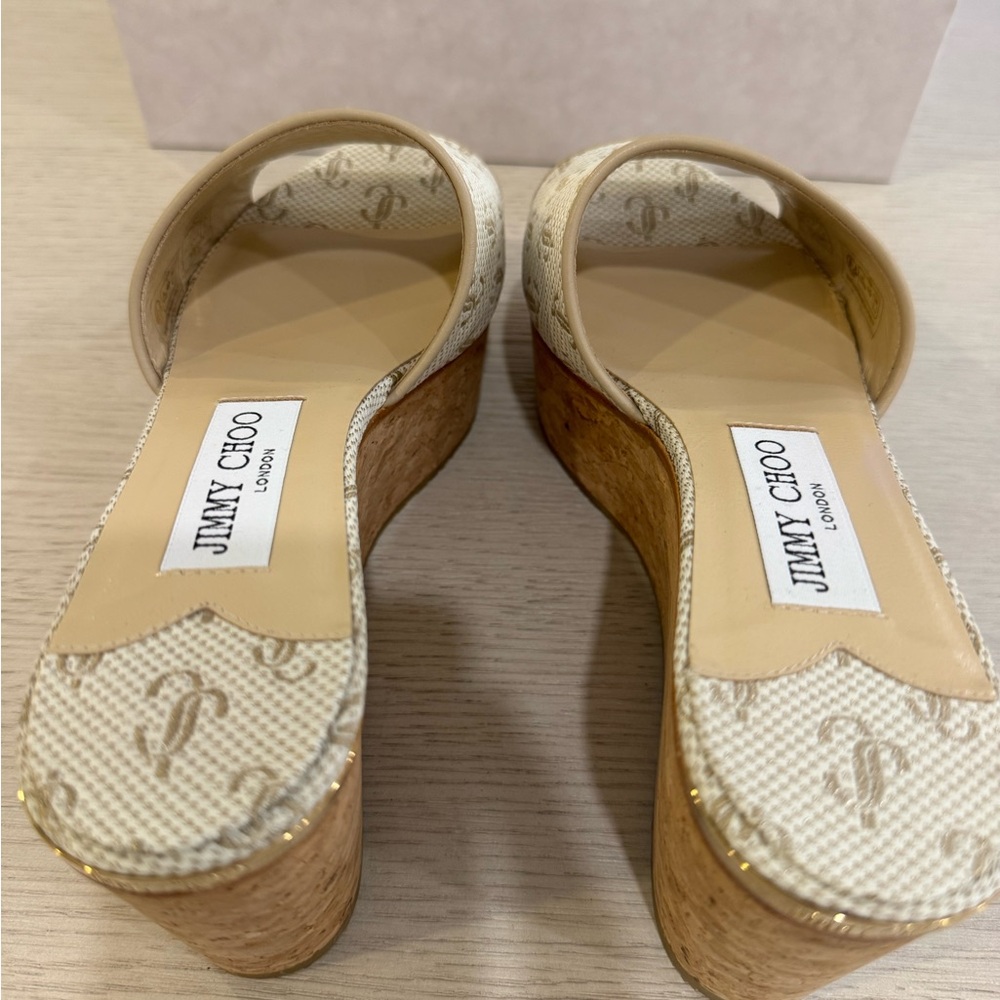 Jimmy Choo DeeDee 80 37 1/2, OLJL, EVRU/SAND DUNE - Picture 3 of 11